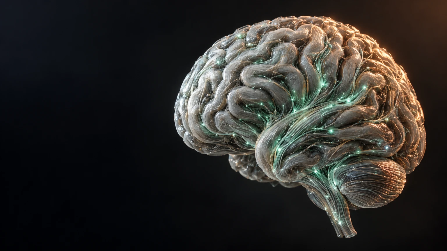Illustrative neural sculpture made of intricate metallic fibers